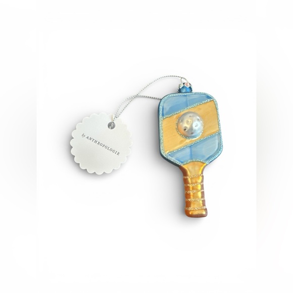 Anthropologie Pickleball Paddle Glass Ornament Raquet Sports Racket Blue NWT - Picture 3 of 5